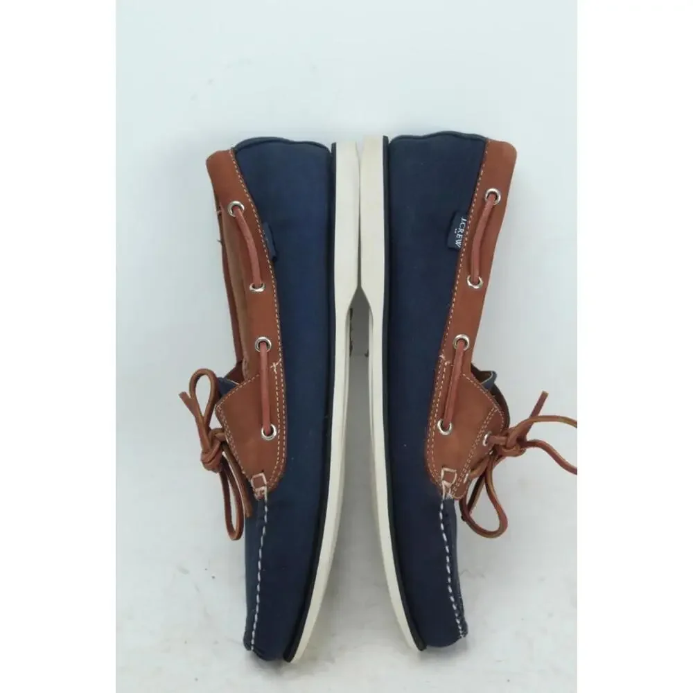 j. crew canvas boat shoes navy slip on mens moc sz 11.5